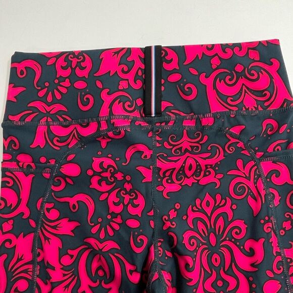 NWT Fourlaps Plyo Leggings Size SMALL in Festival Fuchsia Deep Teal Wallpaper - Picture 4 of 6